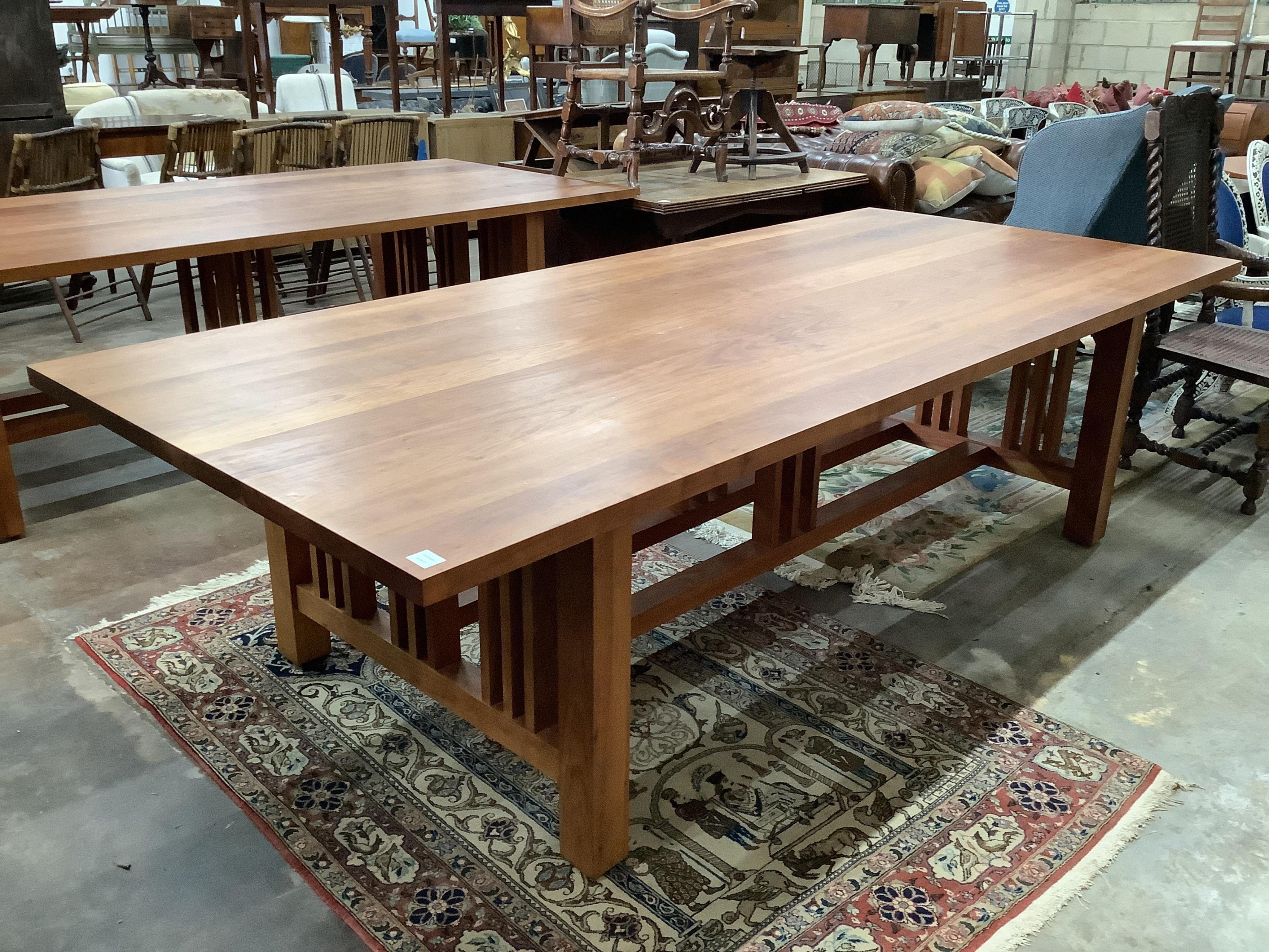 A Thomas Moser cherrywood ‘Readers’ library table, width 279cm, depth 122cm, height 76cm. Condition - good